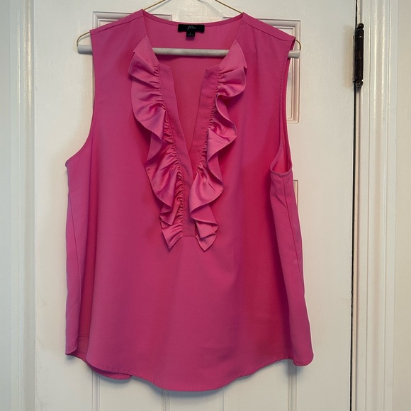 J. Crew Tops - J. Crew Vibrant Pink Ruffle Blouse